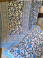 Hand block Print Pure Cotton Blue  Single Bedsheet (60 x 90in)