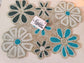 Designer Teal Silver White Blue Floral Beads Table Placemat