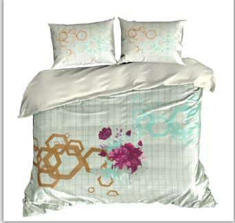 Summery Sab Green Impression Collection Cotton Double Bed King Bedsheet 9f x 9f