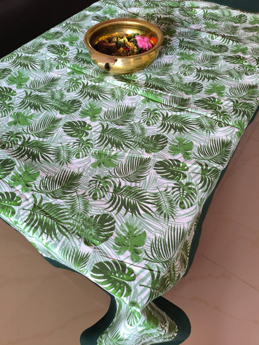 Green Cotton Dining Table Cotton Table Cloth -4 Seater Table Cover 54 IN x 78 IN