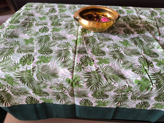 Green Cotton Dining Table Cotton Table Cloth -4 Seater Table Cover 54 IN x 78 IN