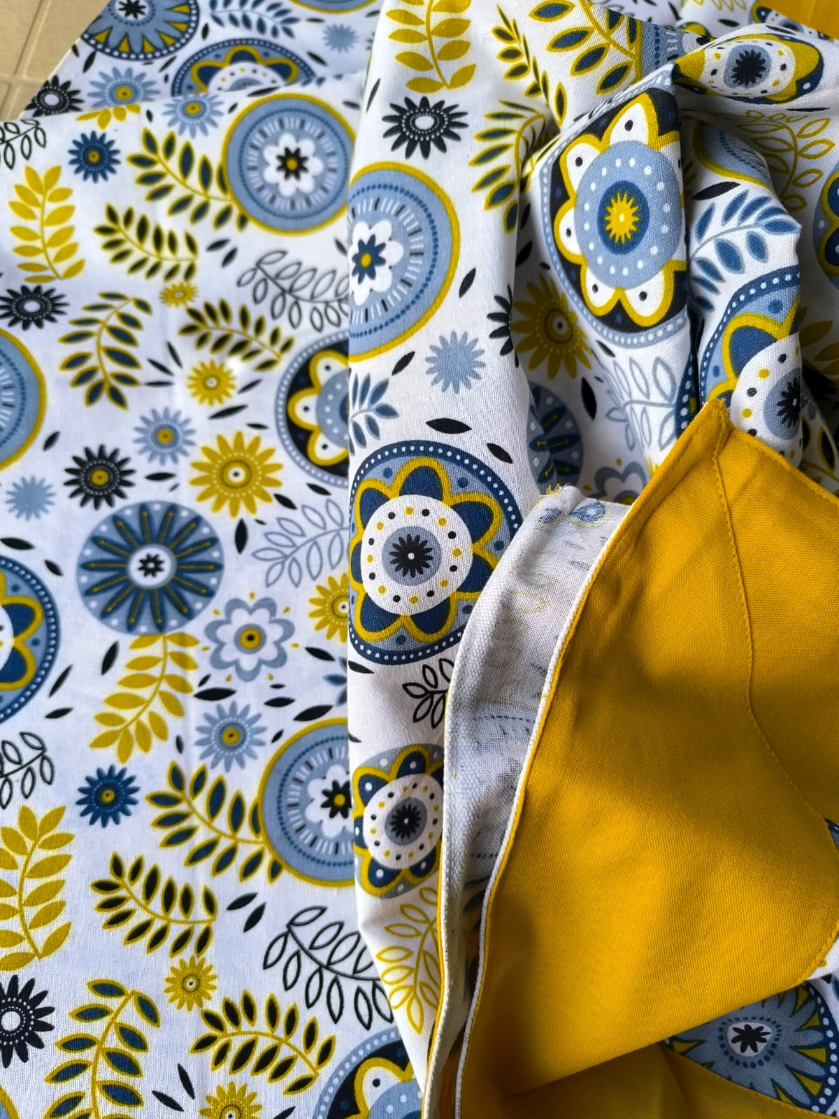 Buy Blue Yellow Floral Cotton Table Cloth -4 Seater Table Cover 54 IN x 78 IN