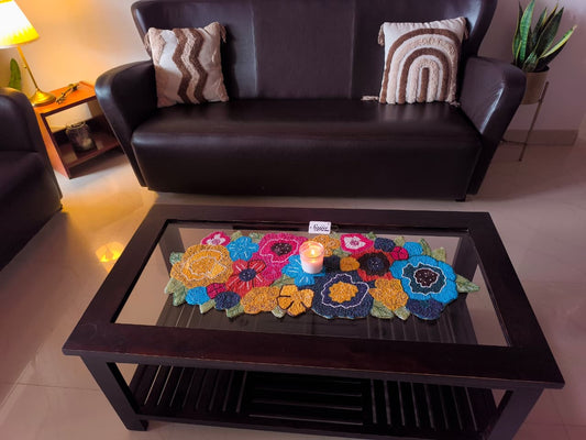 Designer Burst Of Colours  Multicolour Handwoven Beads Table Runner