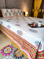 Buy Cotton Handblock Blue Grey King Double Bedsheet 9 feet x 9 feet Multicolour
