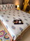 Buy Cotton Handblock Blue Grey King Double Bedsheet 9 feet x 9 feet Multicolour