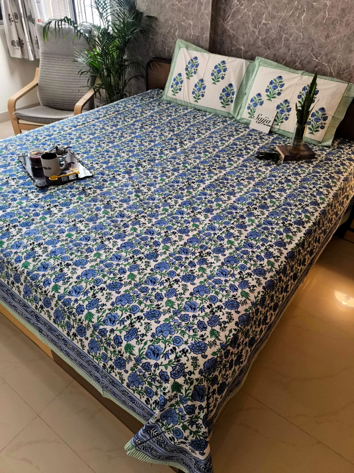 COTTON BEDSHEET, HAND Block Print Bedsheet with 2 Pillow Cover King Bedsheet