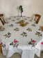 Designer Handblock Cotton Table Cover Yellow Pink phool - 60 x 90 inches 6 seater | smaller 8 seater  Table Cloth