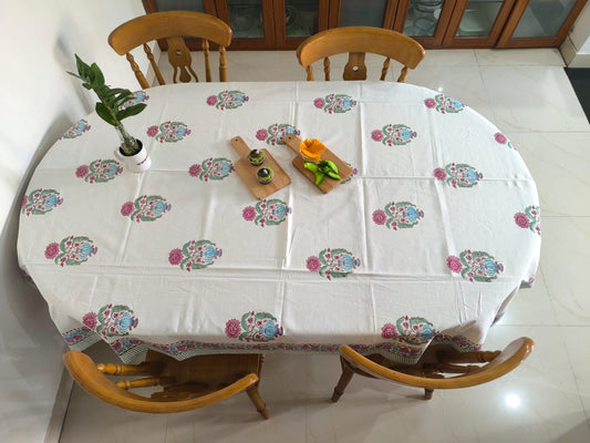 Designer Cotton Dining Table Cloth 6 to 8 Seater Table Cover 60" x 90"