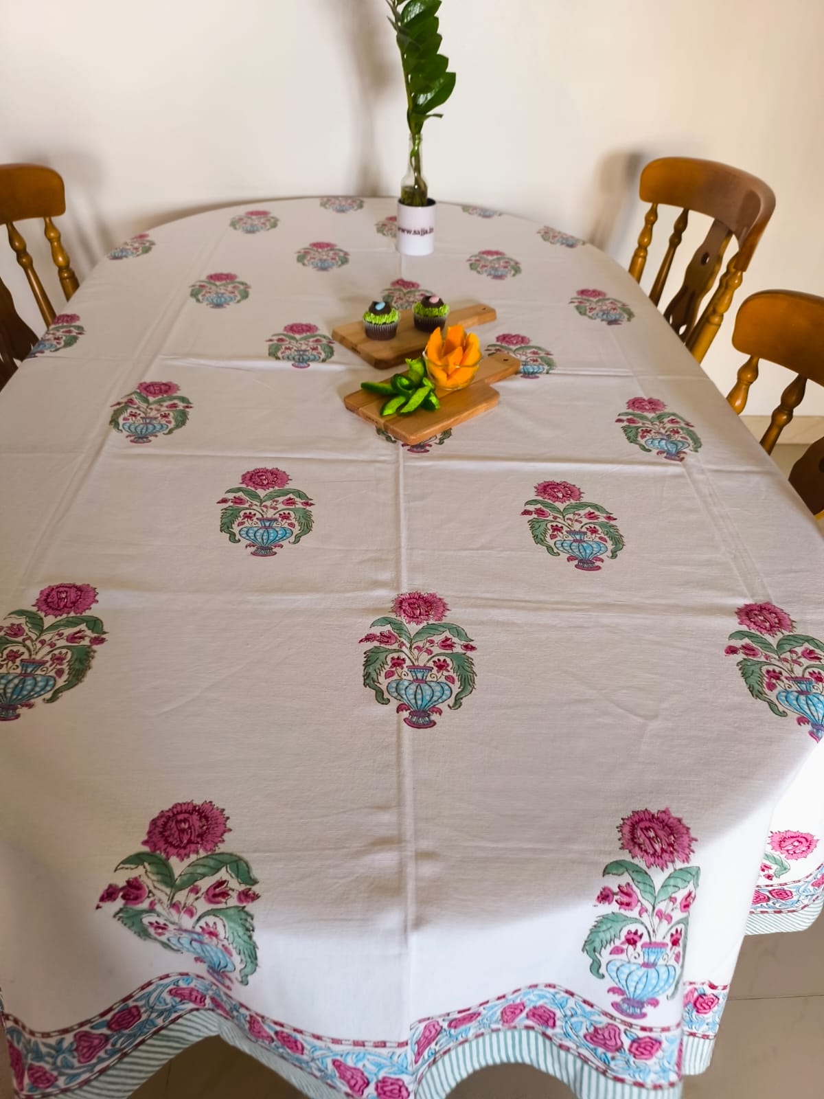 Designer Cotton Dining Table Cloth 6 to 8 Seater Table Cover 60" x 90"