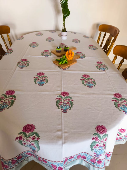 Designer Cotton Dining Table Cloth 6 to 8 Seater Table Cover 60" x 90"