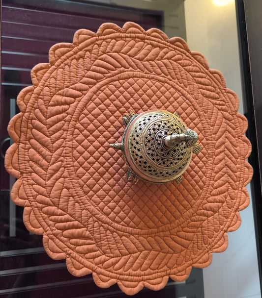Round Orange Terracotta  Cotton Quilted Table Fabric Placemat mat - 1 piece