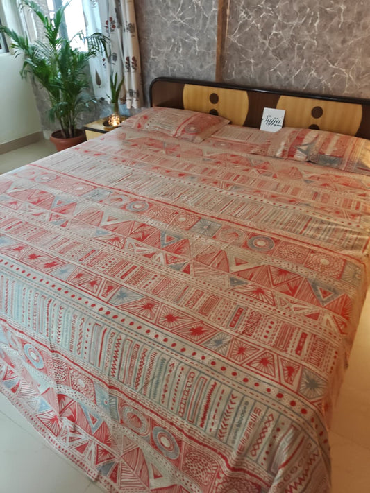 Deluxe Premium Cotton Abstract Double Bedsheet Super King 9f x 9f