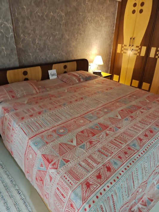 Deluxe Premium Cotton Abstract Double Bedsheet Super King 9f x 9f