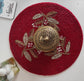 Radiant Royal Maroonish Red Placemat Floral Beads Tablemat