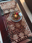 Elegant Cutwork Brown Gold Embroidered Organza Table Runner (L- 34in, W-15in)