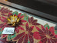 Rich Red Green Poinsettia Floral Handwoven Beads Table Runner