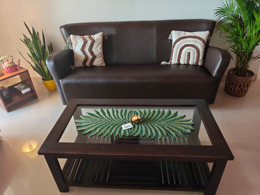 Buy Handmade Garden Green Beads Table Runner For Home Décor