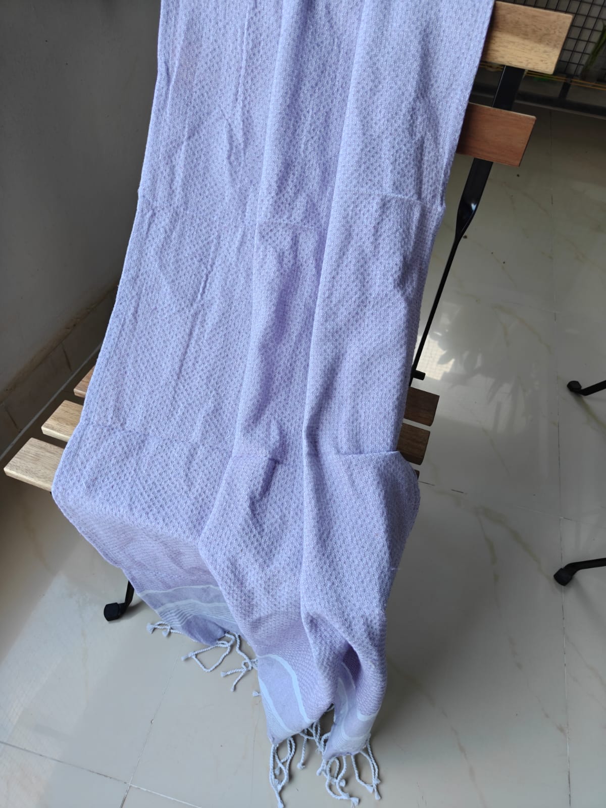Absorbent Turkish Organic Cotton Weaved Bath Towel Light Voilet Purple