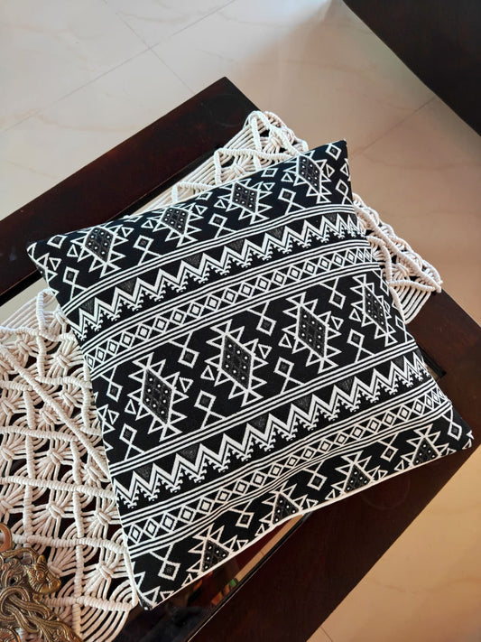 Buy Sajja Hand Woven Stylish Black N White Cushion Covers cotton 16 x 16 inches
