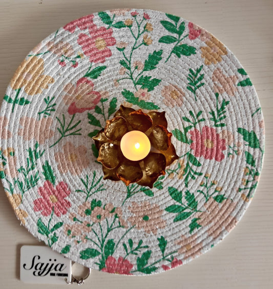 Stylish Chic Floral Braided Cotton Placemat Table Mat - 1piece