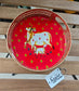 Big Round Red Pichwai Gold Kamdhenu Cow Decorative Tray (10 x 10 inches)