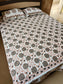 Handblock Gulbahar Brown Floral Bedsheet Queen | Smaller King 95 x 108 inches