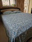 Heritage Vintage Blue Sage Green Hand block Cotton Double Bedsheet Queen | Smaller King