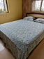 Heritage Vintage Blue Sage Green Hand block Cotton Double Bedsheet Queen | Smaller King