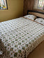 Sajja Hand Block Bedsheet Floral Sage Guldasta Queen Smaller King 95 x 108 inches