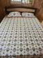 Sajja Hand Block Bedsheet Floral Sage Guldasta Queen Smaller King 95 x 108 inches