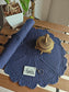 Garden of Circle Floral Cotton Round Table Fabric Placemat mat Set of 2 Navy Blue