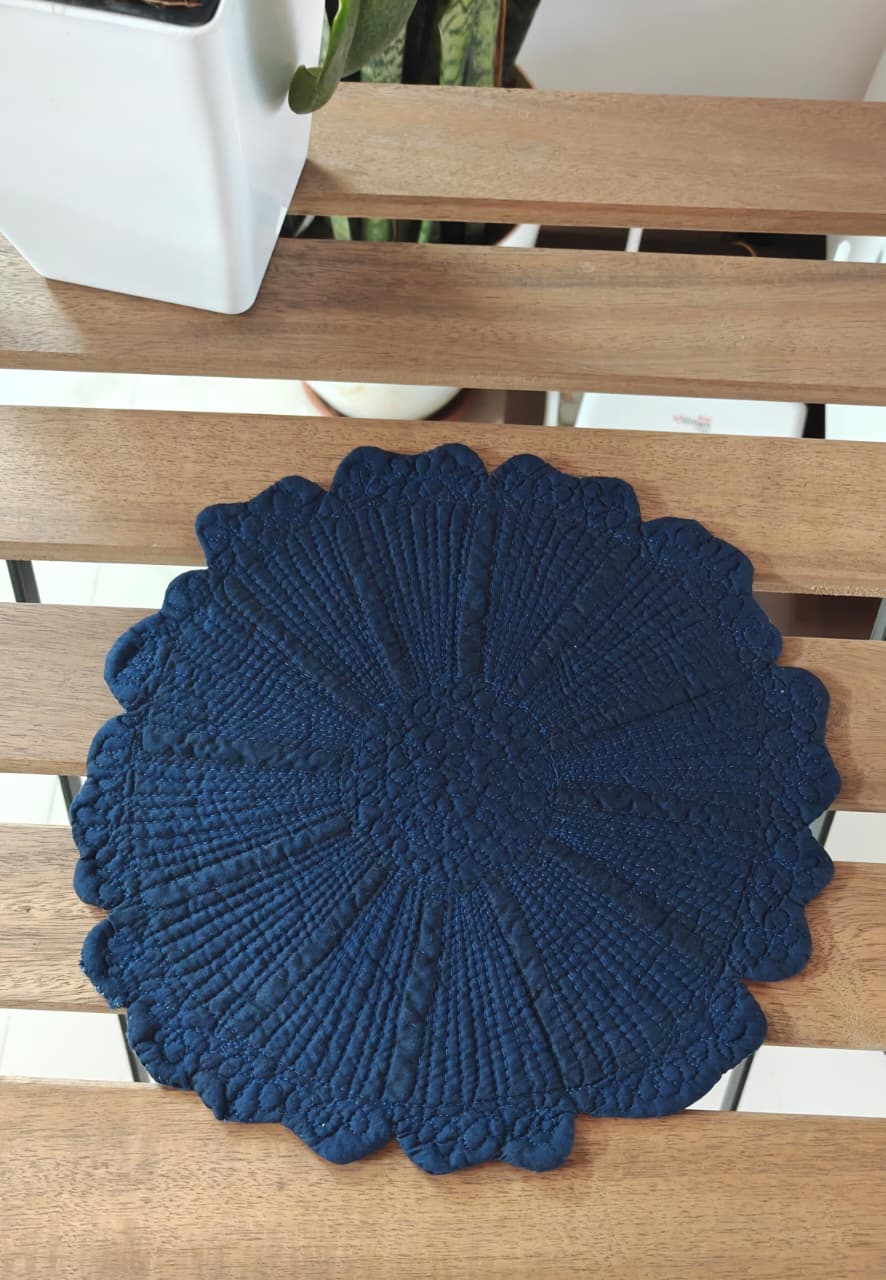 Dark Blue Small Round  Table Placemat Trivet - 1 piece