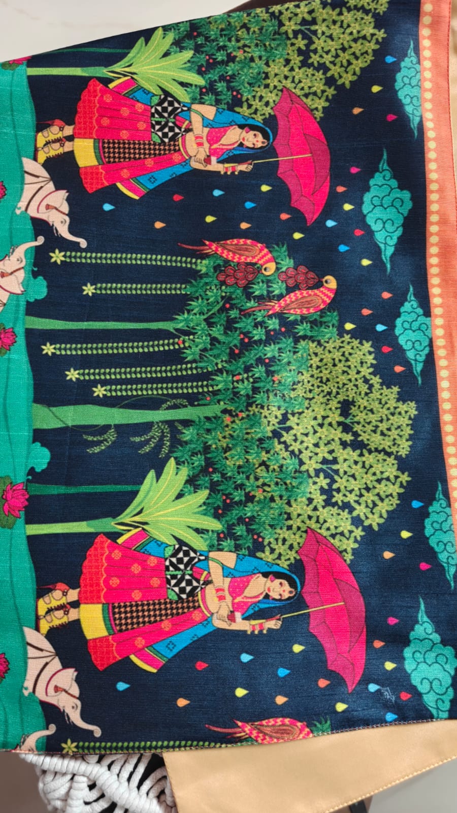 Dupioni Classic Silk Table Runner Floral Motif (L-72in, W-12in) In India