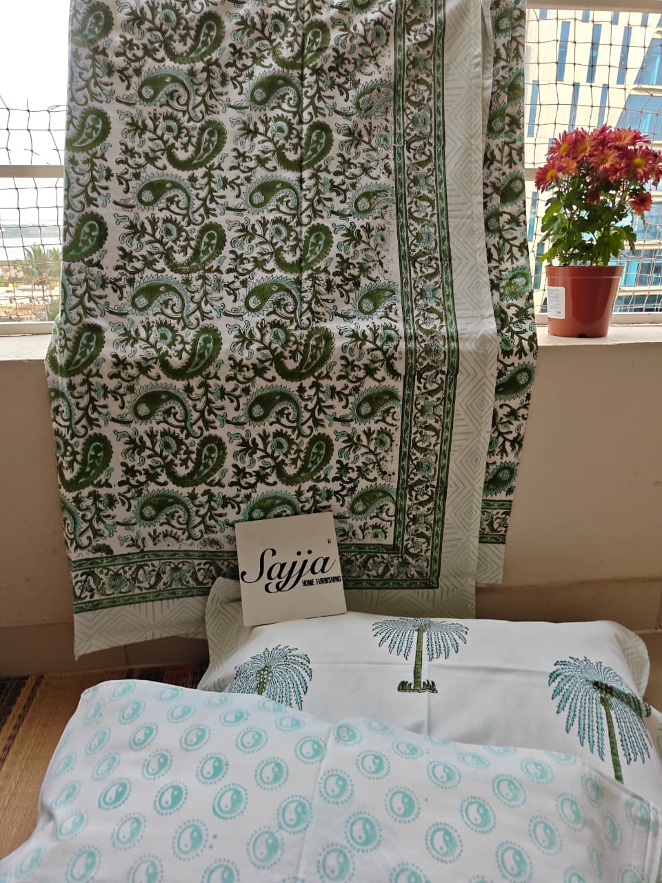 Premium Quality Hand Block Paisley King Cotton Bedsheets Online 108 inches x 108 inches