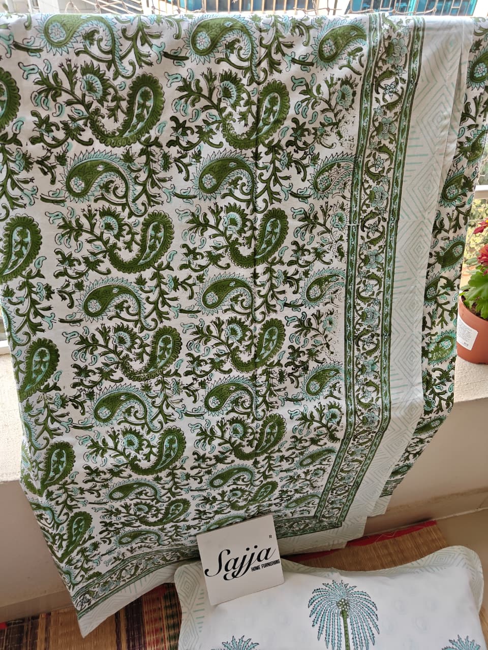 Premium Quality Hand Block Paisley King Cotton Bedsheets Online 108 inches x 108 inches