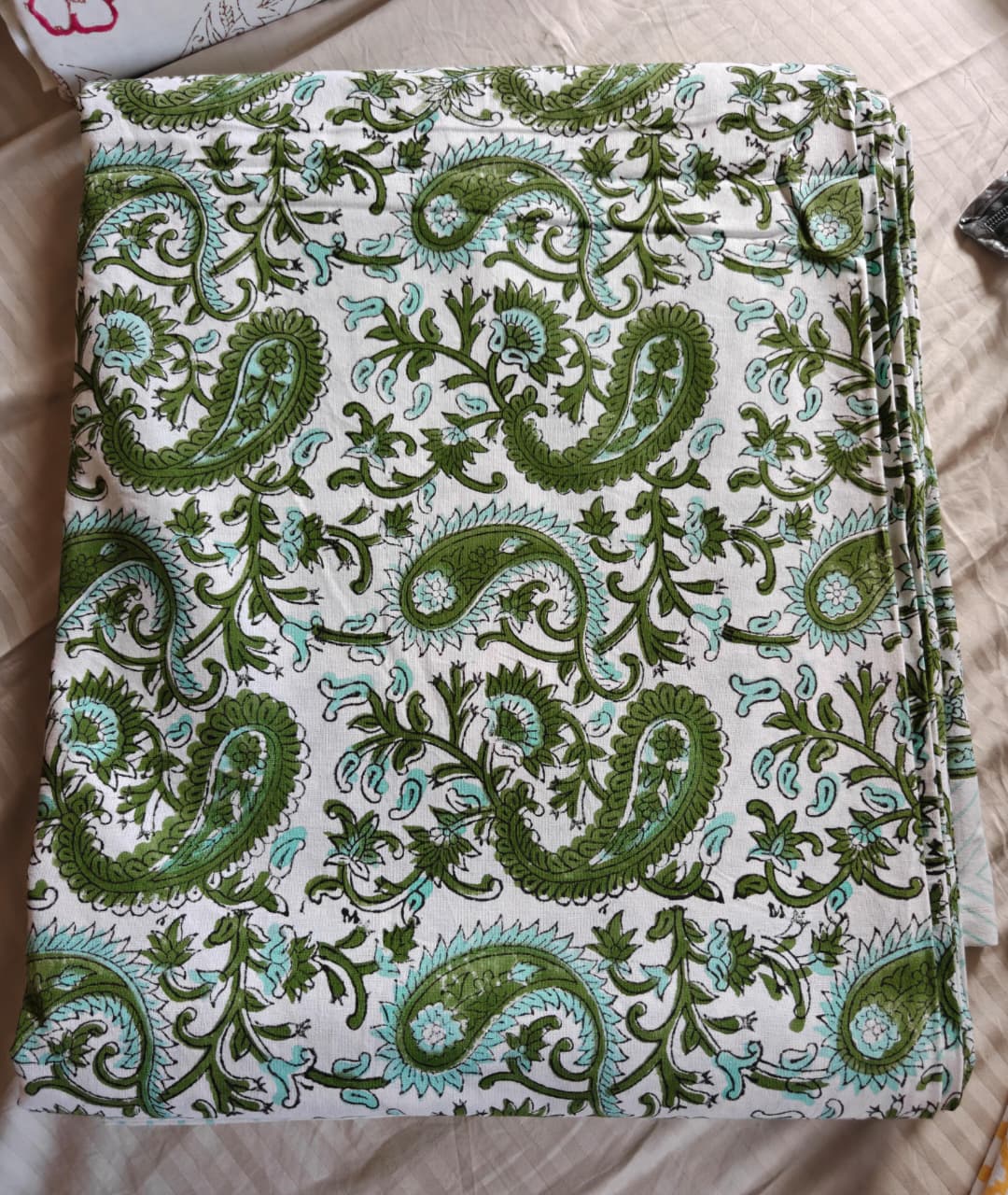 Premium Quality Hand Block Paisley King Cotton Bedsheets Online 108 inches x 108 inches