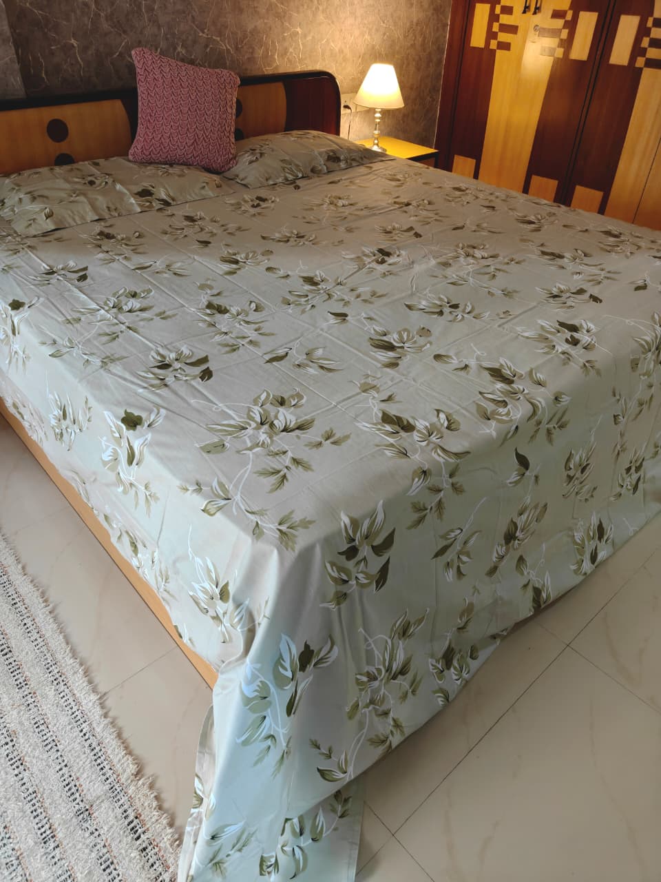 Luxury Collection Sage Green Floral King Bedsheet Sage 108 inches x 108 inches