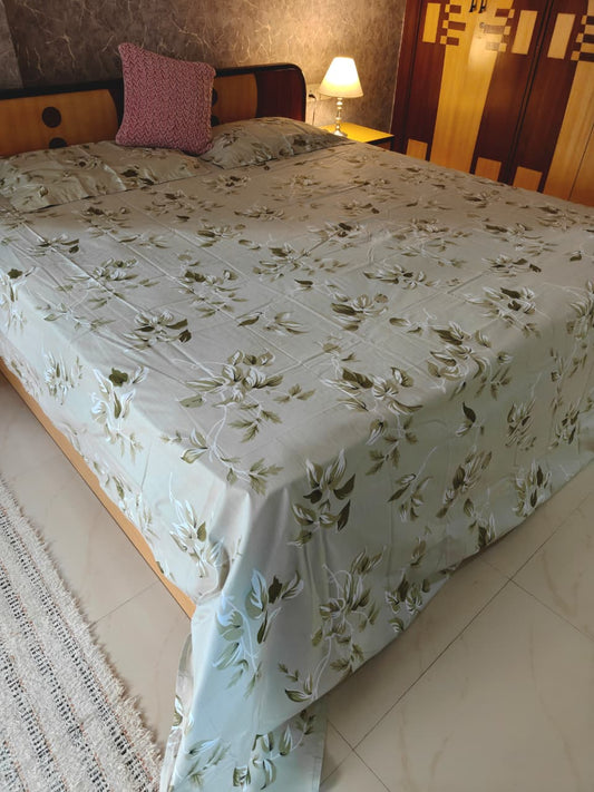 Luxury Collection Sage Green Floral King Bedsheet Sage 108 inches x 108 inches