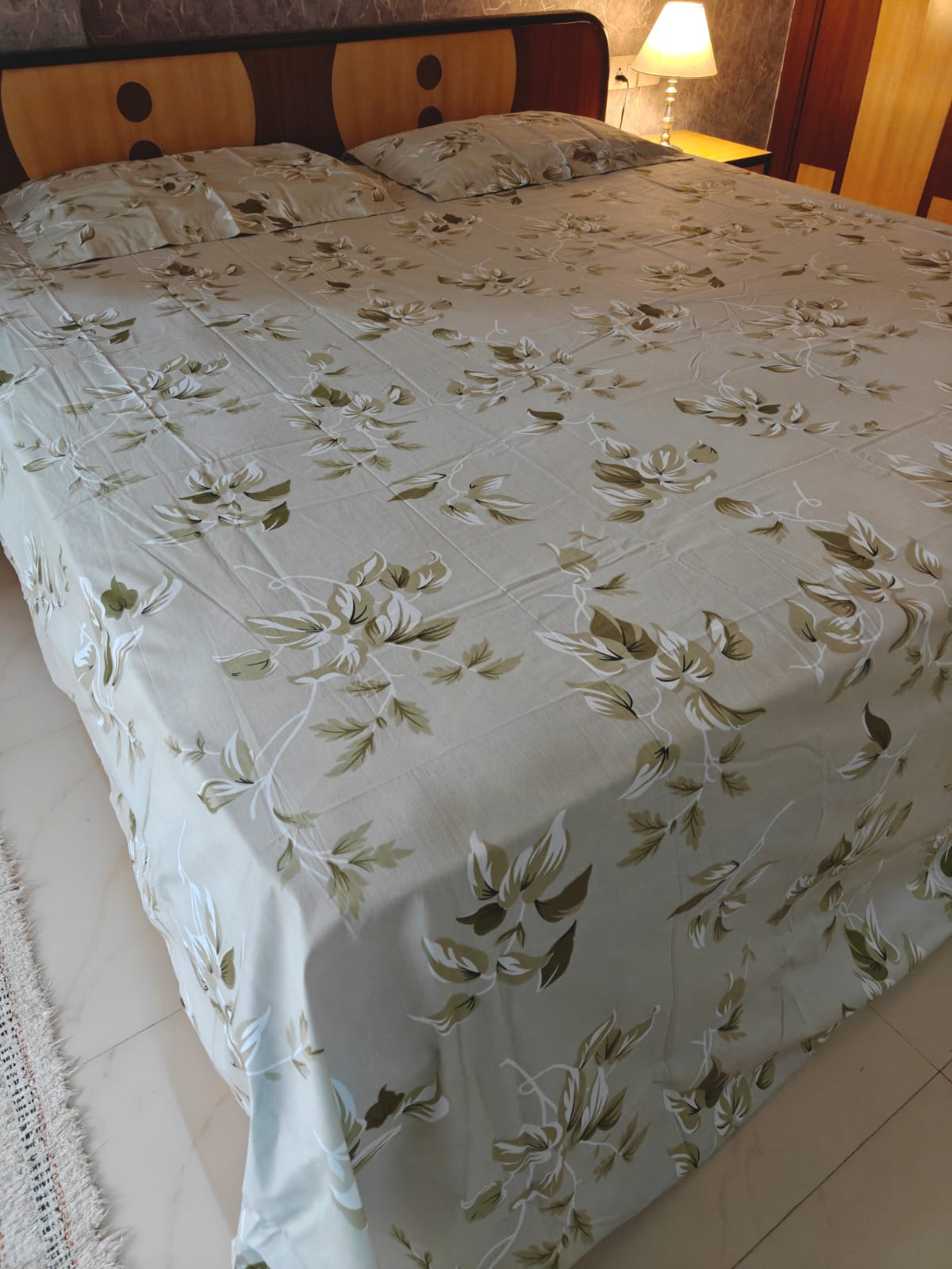 Luxury Collection Sage Green Floral King Bedsheet Sage 108 inches x 108 inches