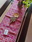 Real Banarasi Brocade Raw Dupion Silk Purple Bandhej Table Runner | Luxury Table Décor by Sajja