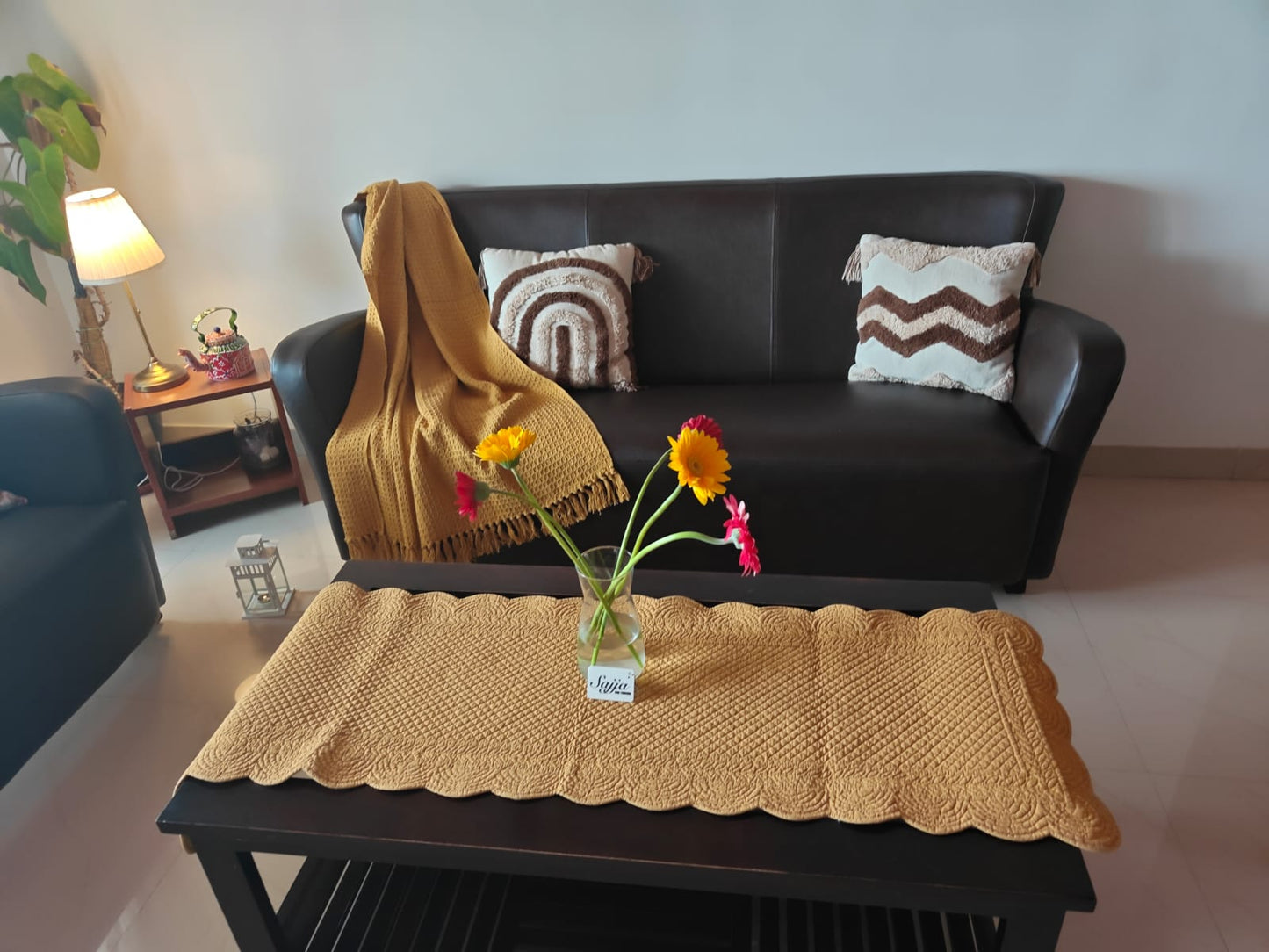 Buy Cotton Vintage Quilted Table Runner Chrome Organic Cotton Table Runner