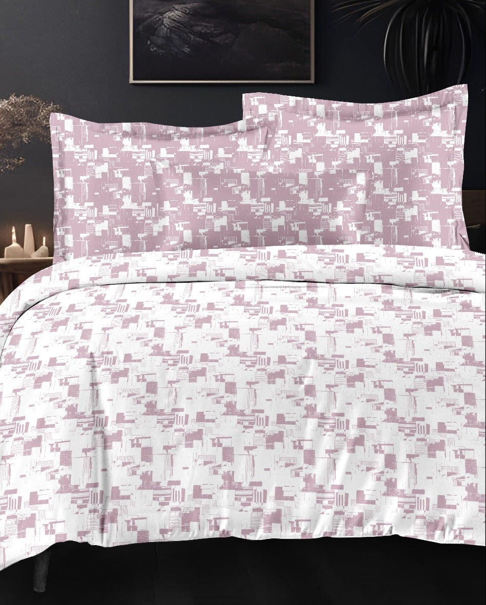 Designer Luxury Living Cotton Blush Pink White King Double Bedsheet 9 feet x 9 feet