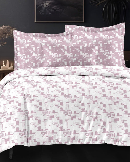 Designer Luxury Living Cotton Blush Pink White King Double Bedsheet 9 feet x 9 feet