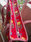 Bright Red Yellow Floral Hand block Printed Quilted Tote Bag  (Large With Zipper)