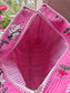 Pichwai Block print tote bag - Boho quilted women's bags - Women's handbag - Pink Hand block Printed Quilted cotton Shoulder Bag