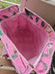 Women Ethnic Jungle Theme Hand Block Printed Shopper Tote Bag handbag - Pinkish Green