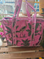 Women Ethnic Jungle Theme Hand Block Printed Shopper Tote Bag handbag - Pinkish Green