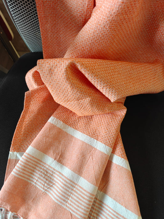 Super Absorbent Organic Cotton Bath Towel With Tassel Light Orange Large