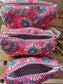 Buy Pouches Online Pink Bluish Hand block printed Water Resistant Cosmetic Pouch Set of 3