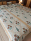 Hand block Printed 100% Cotton Floral Double Bedsheet Yellow White 90 x108 inches